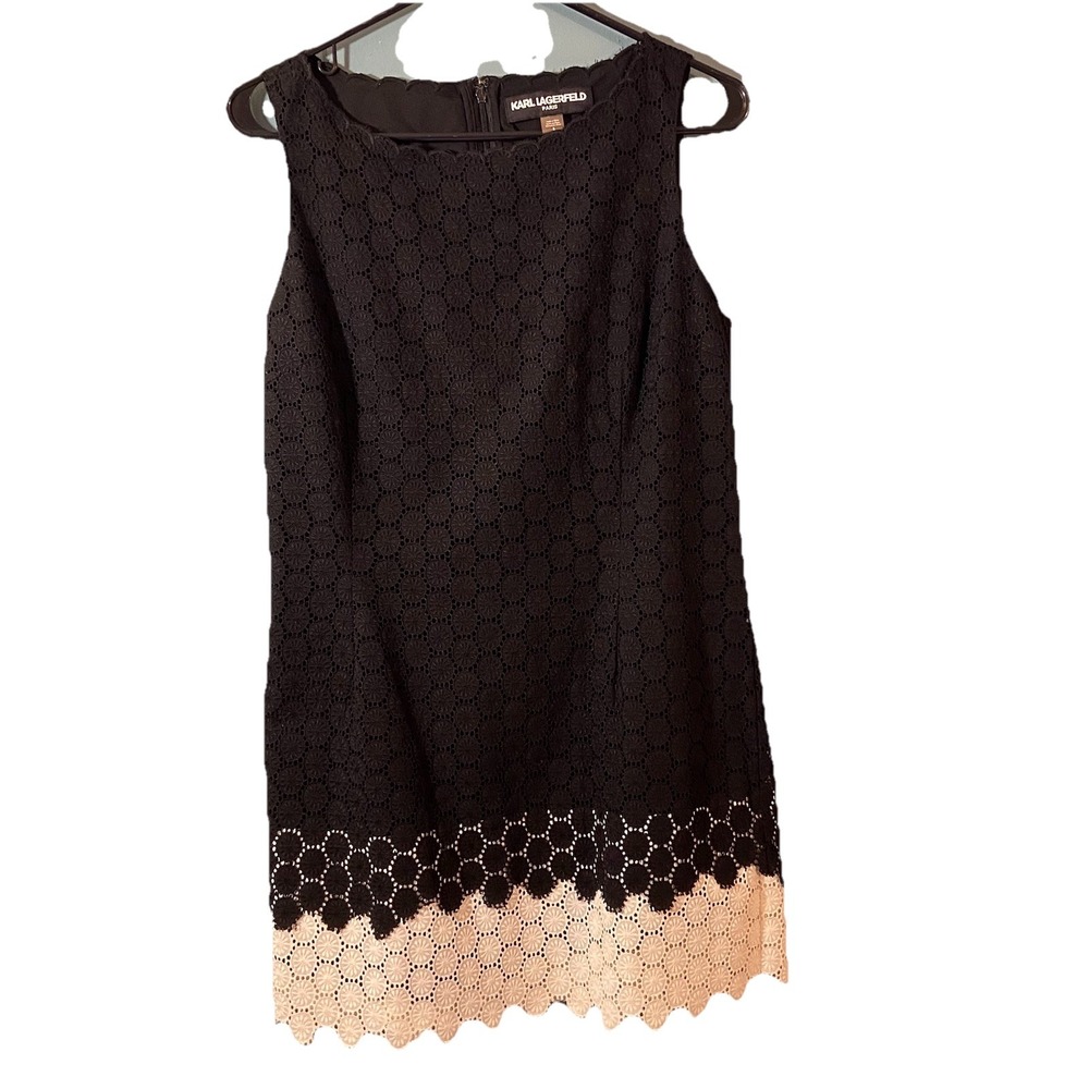 Karl Lagerfeld Paris Womens Eyelet Mini Shift Dress Size‎ 8 Colorblock Old Money